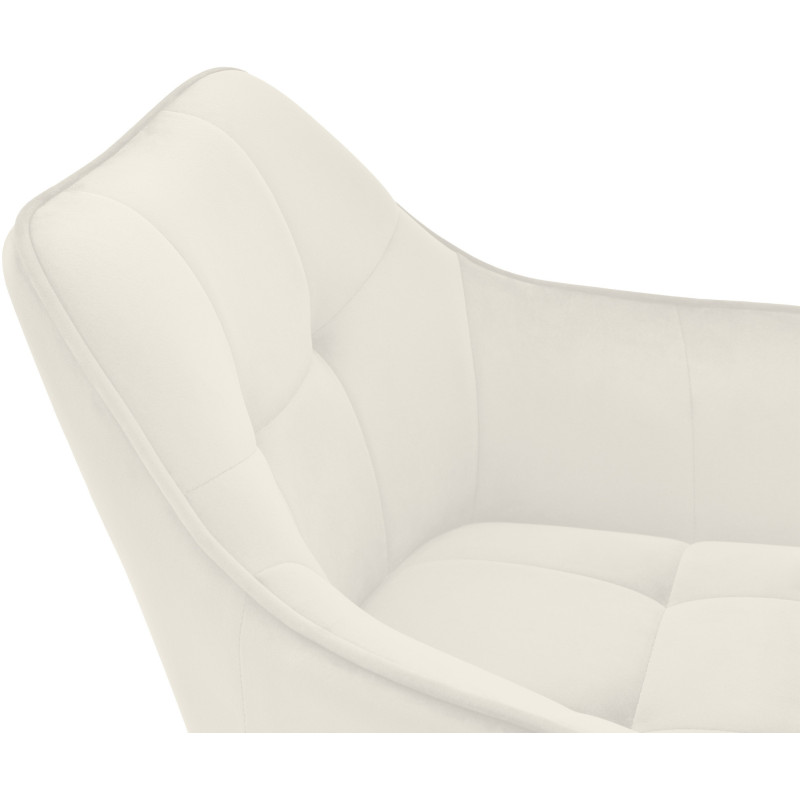 Fauteuil de table moderne en Velours Blanc crème Métal Noir Jovano  - 7
