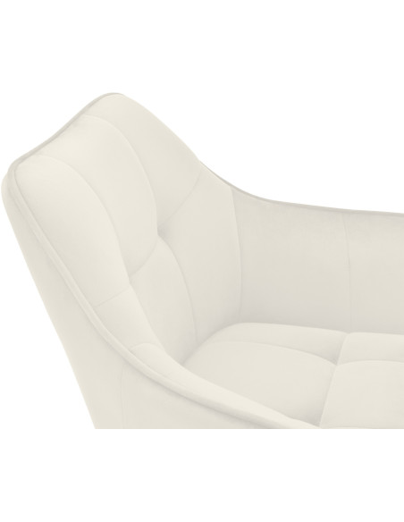 Fauteuil de table moderne en Velours Blanc crème Métal Noir Jovano  - 7