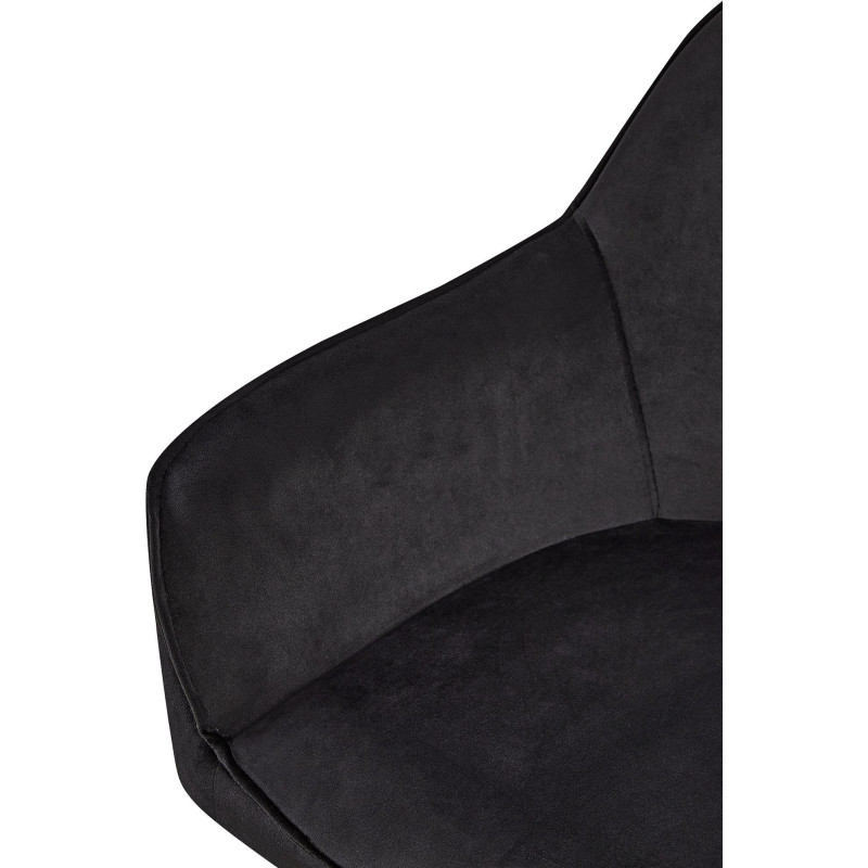 Fauteuil de table moderne en Velours Noir Métal Noir Timalo - 2