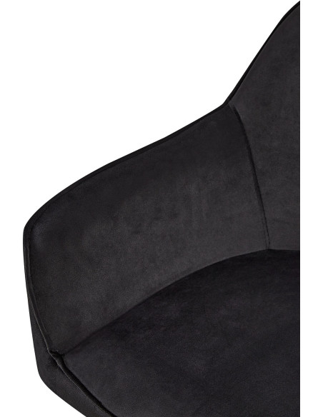 Fauteuil de table moderne en Velours Noir Métal Noir Timalo - 2