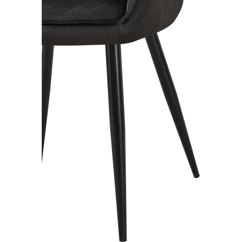 Fauteuil de table moderne en Velours Noir Métal Noir Timalo - 3