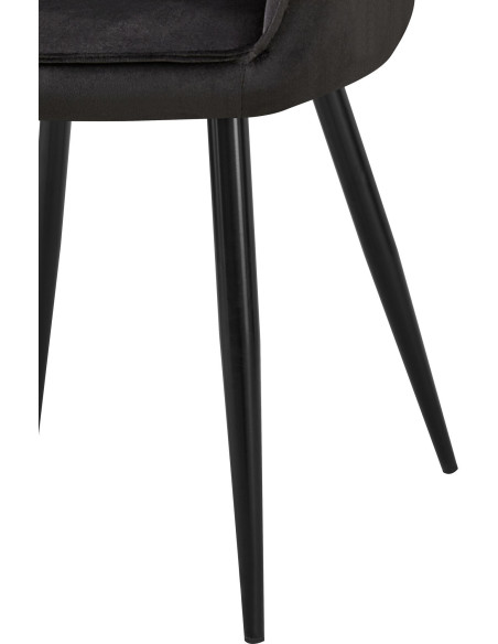 Fauteuil de table moderne en Velours Noir Métal Noir Timalo - 3