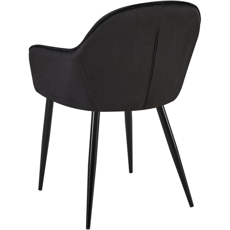 Fauteuil de table moderne en Velours Noir Métal Noir Timalo - 4