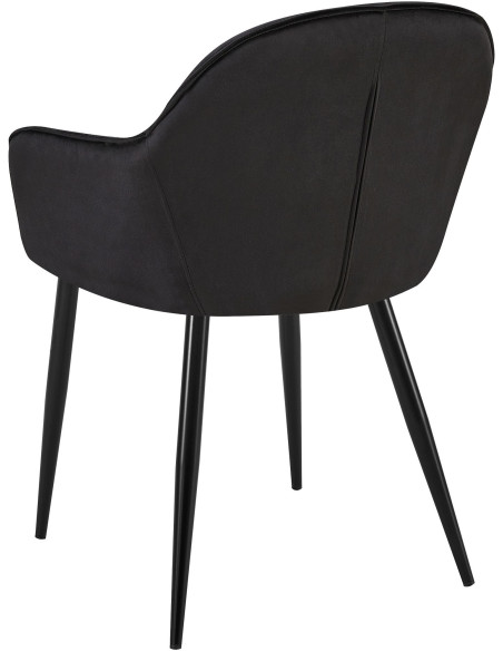 Fauteuil de table moderne en Velours Noir Métal Noir Timalo - 4