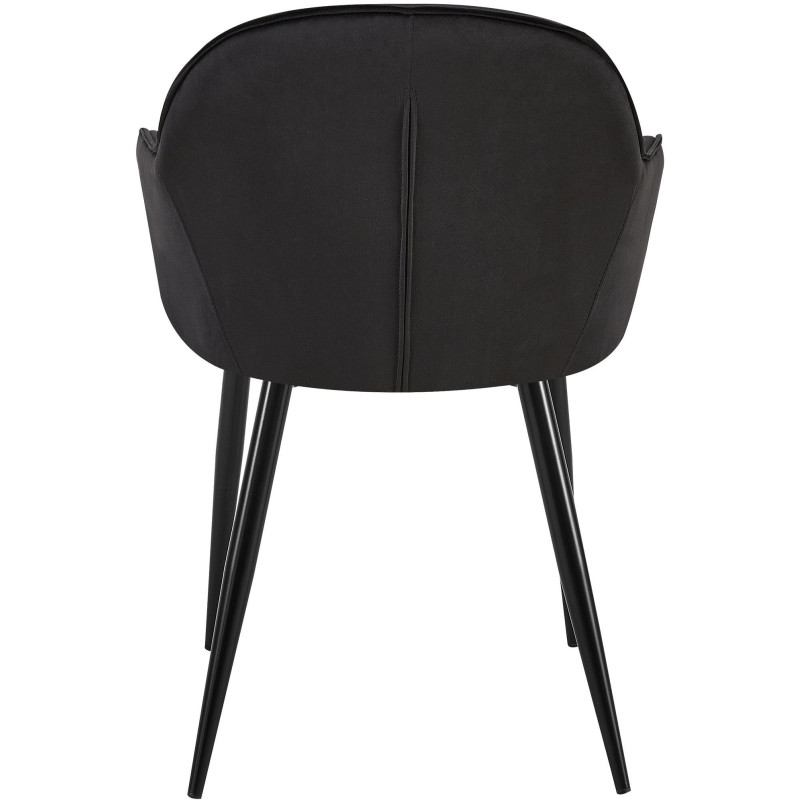 Fauteuil de table moderne en Velours Noir Métal Noir Timalo - 5