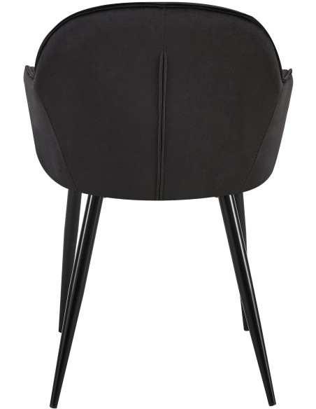 Fauteuil de table moderne en Velours Noir Métal Noir Timalo - 5