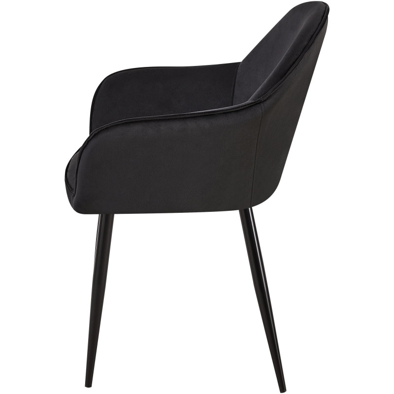 Fauteuil de table moderne en Velours Noir Métal Noir Timalo - 6