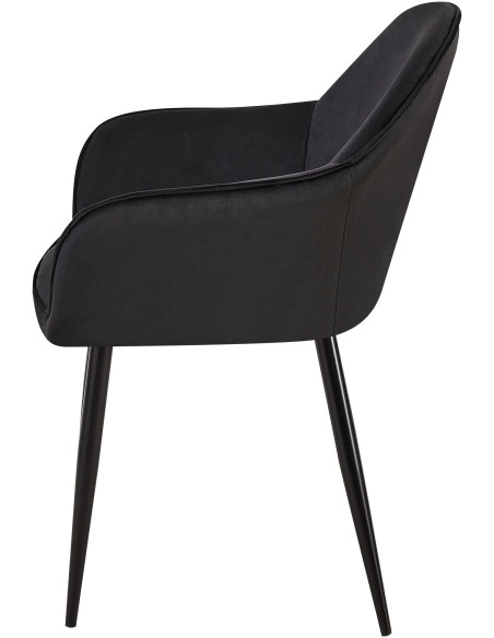Fauteuil de table moderne en Velours Noir Métal Noir Timalo - 6