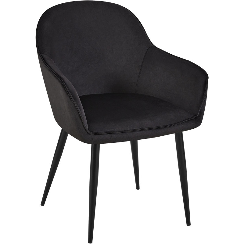 Fauteuil de table moderne en Velours Noir Métal Noir Timalo - 1