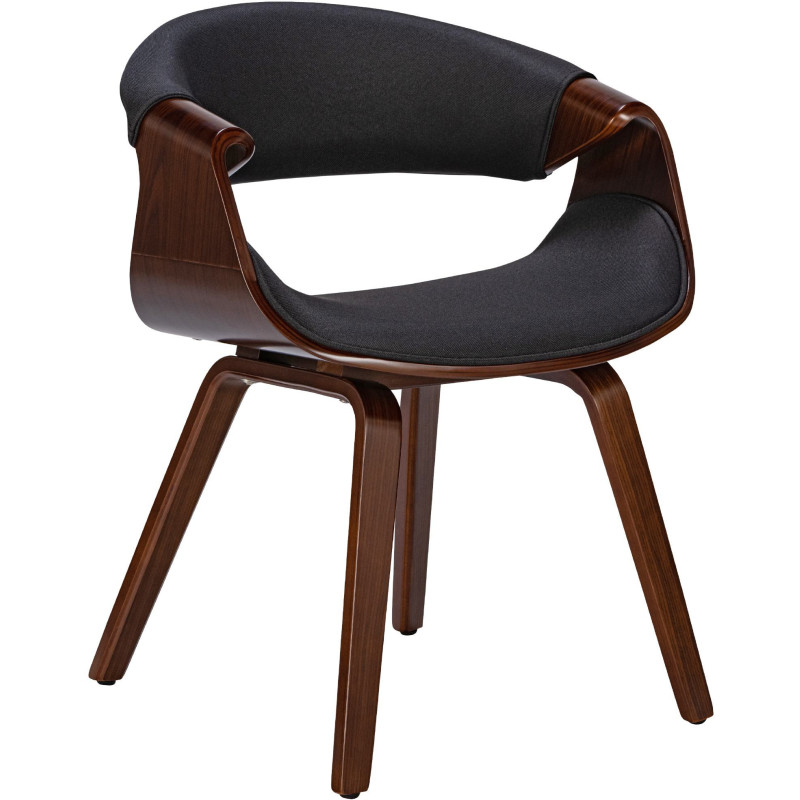 Fauteuil de table haut de gamme en Tissu Noir Bois Marron noyer Velric - 1