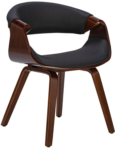 Fauteuil de table haut de gamme en Tissu Noir Bois Marron noyer Velric - 1