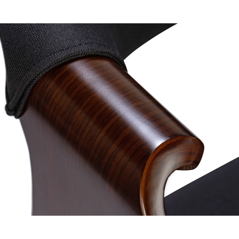 Fauteuil de table haut de gamme en Tissu Noir Bois Marron noyer Velric - 4