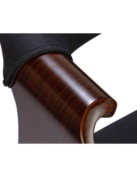 Fauteuil de table haut de gamme en Tissu Noir Bois Marron noyer Velric - 4