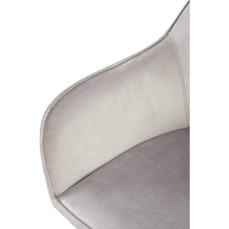 Fauteuil de table moderne en Velours Gris Métal Noir Timalo - 2