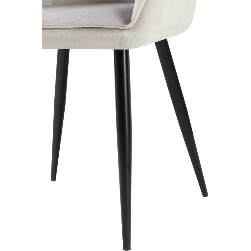 Fauteuil de table moderne en Velours Gris Métal Noir Timalo - 3