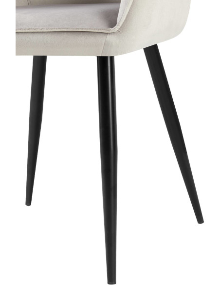 Fauteuil de table moderne en Velours Gris Métal Noir Timalo - 3