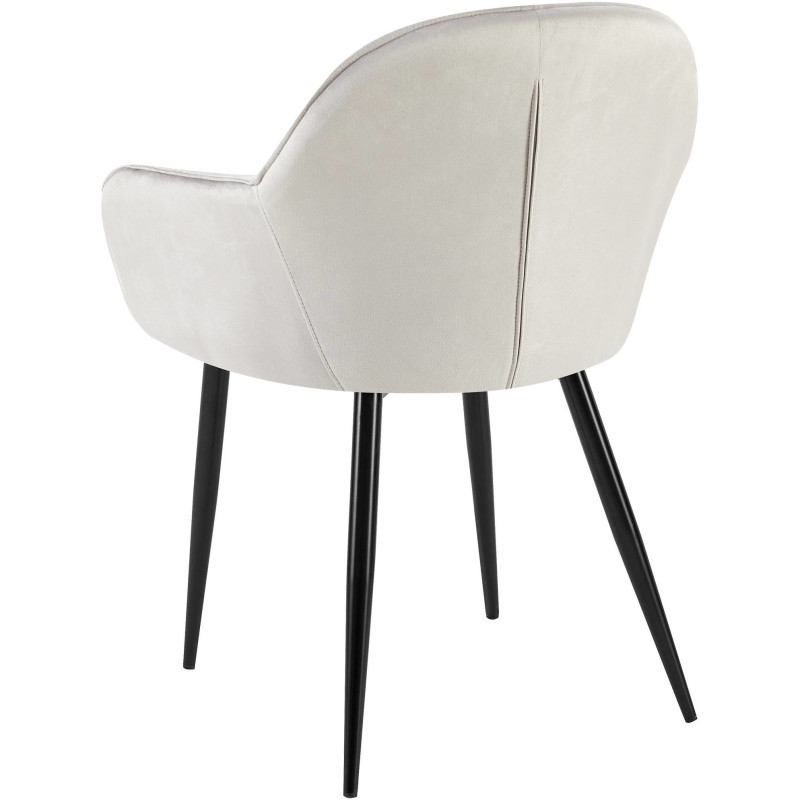 Fauteuil de table moderne en Velours Gris Métal Noir Timalo - 4