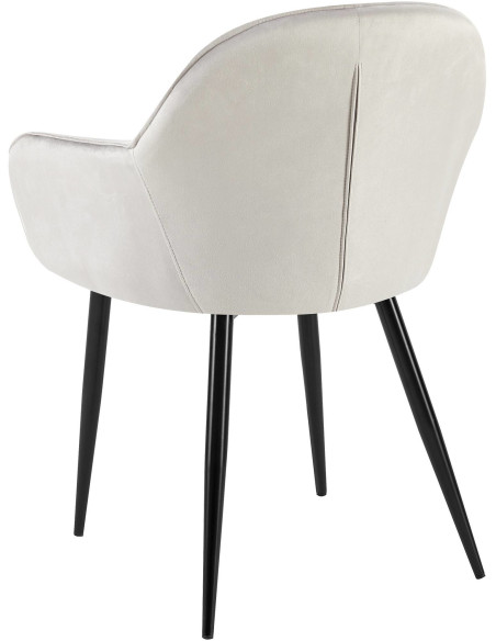 Fauteuil de table moderne en Velours Gris Métal Noir Timalo - 4