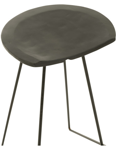 Tabouret de bar Guido en Bois de teck Noir Métal Noir - 7