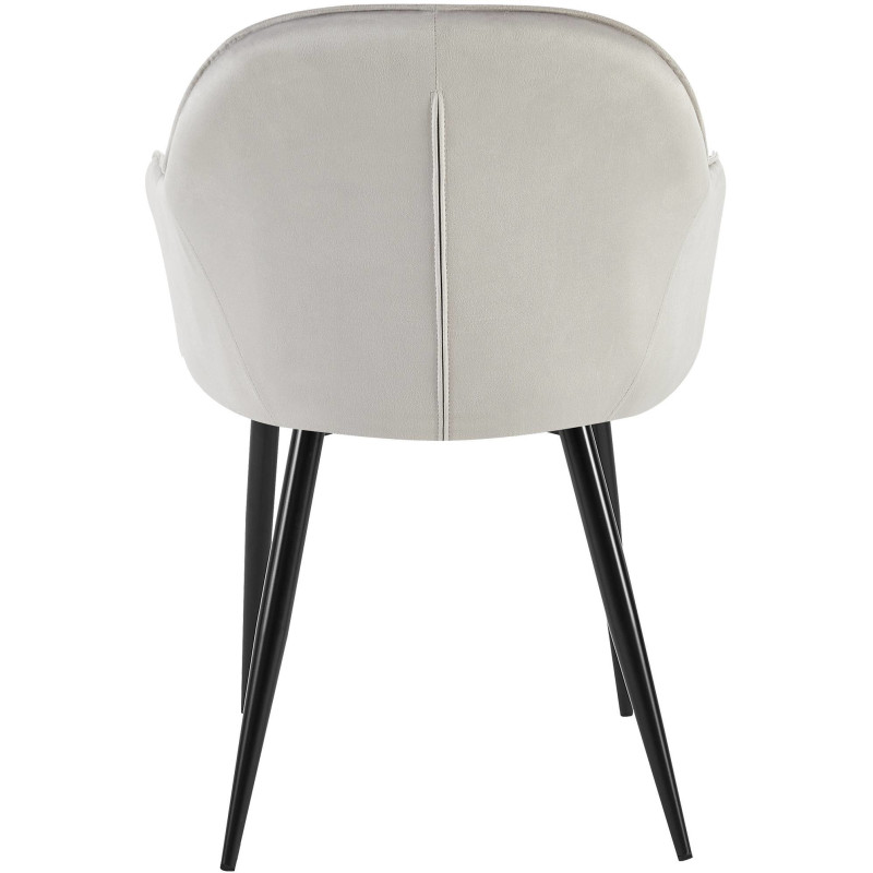 Fauteuil de table moderne en Velours Gris Métal Noir Timalo - 5