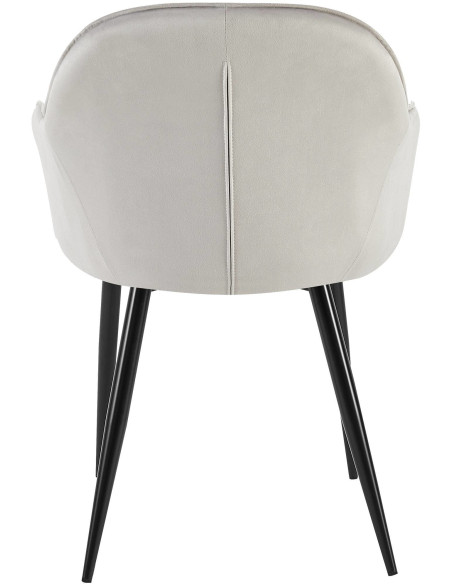 Fauteuil de table moderne en Velours Gris Métal Noir Timalo - 5