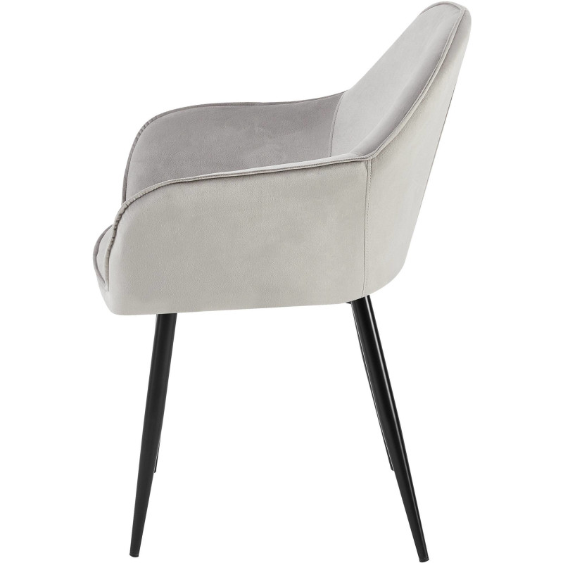 Fauteuil de table moderne en Velours Gris Métal Noir Timalo - 6