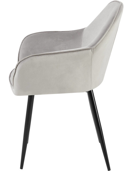 Fauteuil de table moderne en Velours Gris Métal Noir Timalo - 6