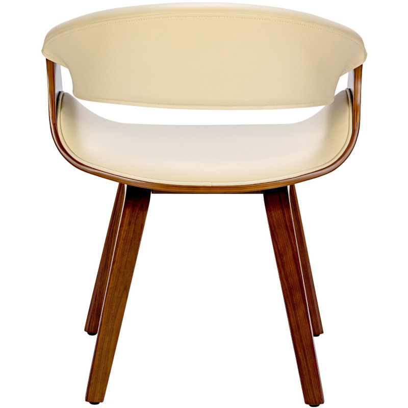 Fauteuil de table haut de gamme en Polyuréthane Blanc crème Bois Marron noyer Velric - 3