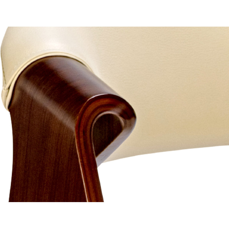 Fauteuil de table haut de gamme en Polyuréthane Blanc crème Bois Marron noyer Velric - 4