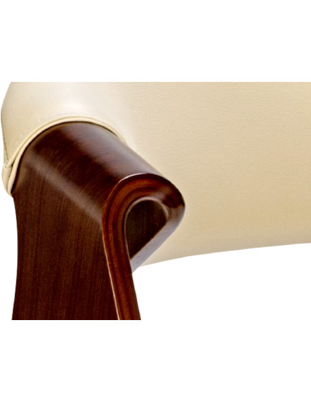 Fauteuil de table haut de gamme en Polyuréthane Blanc crème Bois Marron noyer Velric - 4