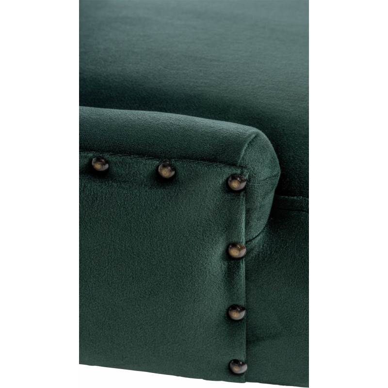 Chaise style vintage Dossier capitonné en Velours Vert foncé Bois Naturel Huguette - 6