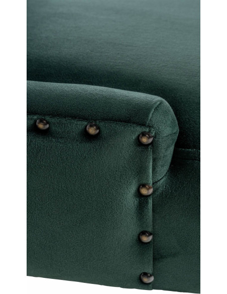 Chaise style vintage Dossier capitonné en Velours Vert foncé Bois Naturel Huguette - 6
