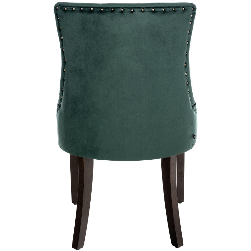Chaise style vintage Dossier capitonné en Velours Vert foncé Bois Marron Huguette - 5