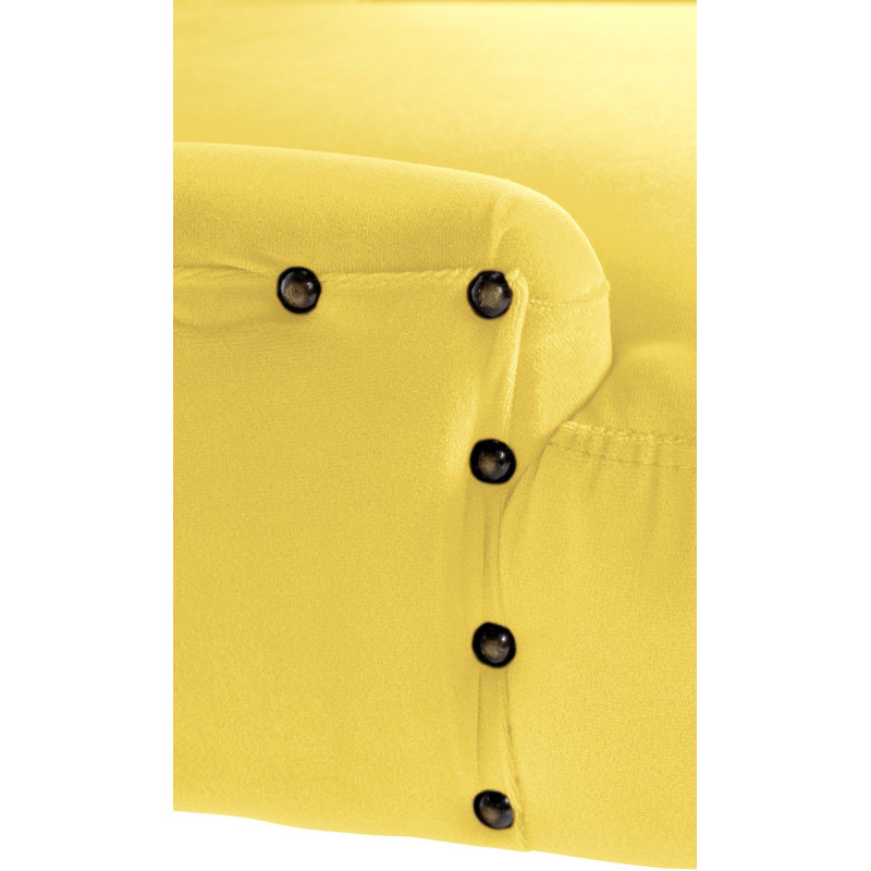 Chaise style vintage Dossier capitonné en Velours Jaune Bois Naturel Huguette  - 6