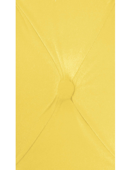 Chaise style vintage Dossier capitonné en Velours Jaune Bois Naturel Huguette  - 7