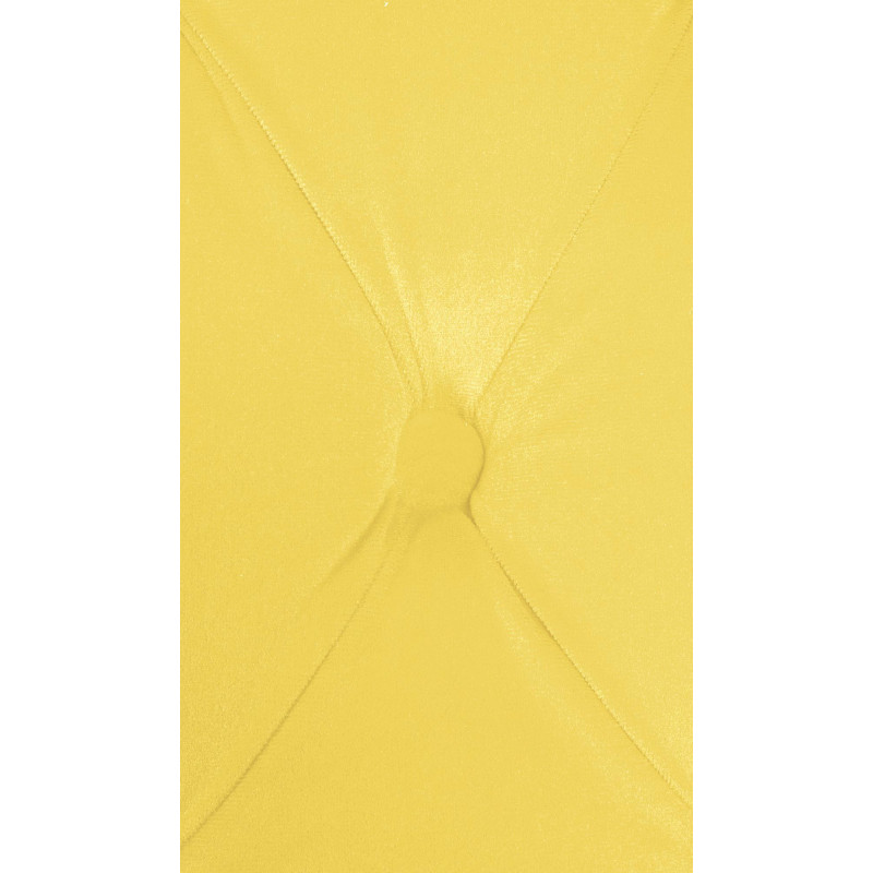 Chaise style vintage Dossier capitonné en Velours Jaune Bois Marron Huguette - 7