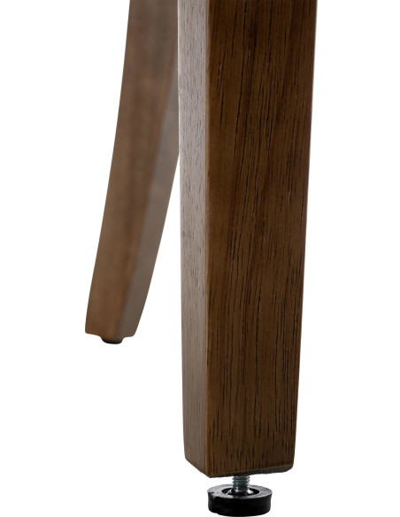 Chaise style vintage Dossier capitonné en Velours Jaune Bois Marron Huguette - 8