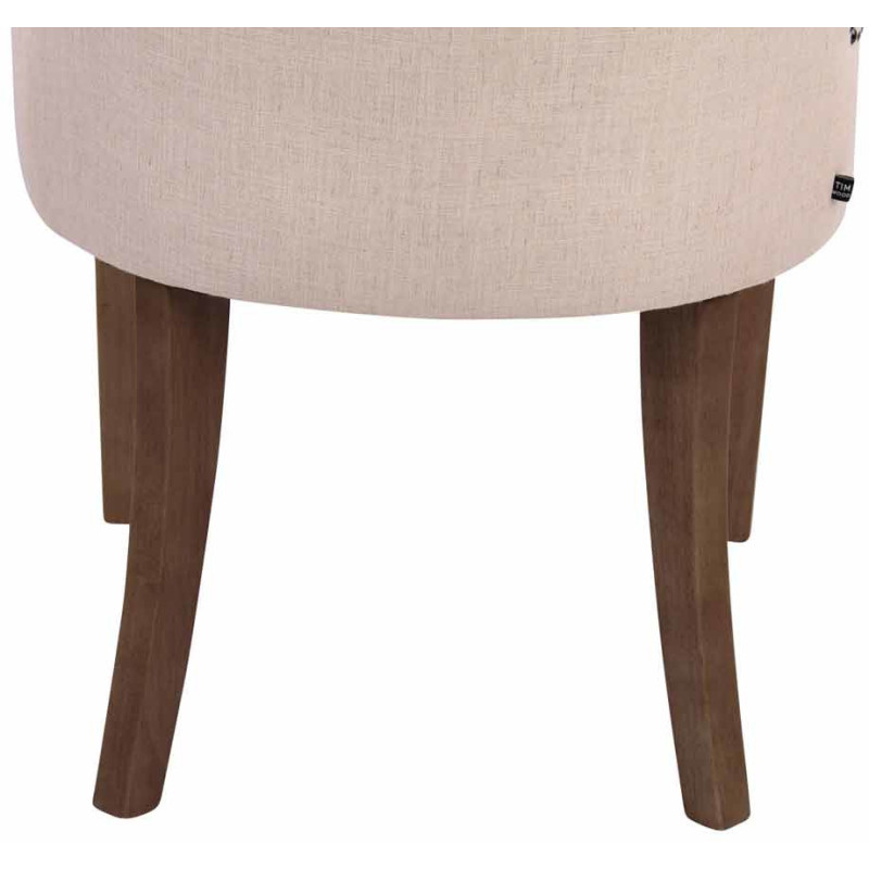 Chaise style vintage Dossier capitonné en Tissu Blanc crème Bois Naturel Huguette - 8