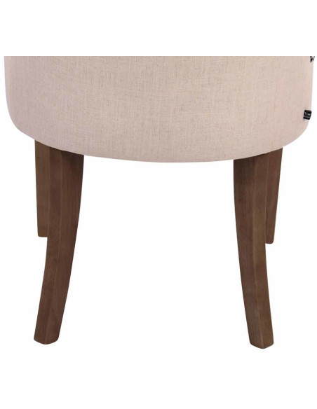 Chaise style vintage Dossier capitonné en Tissu Blanc crème Bois Naturel Huguette - 8