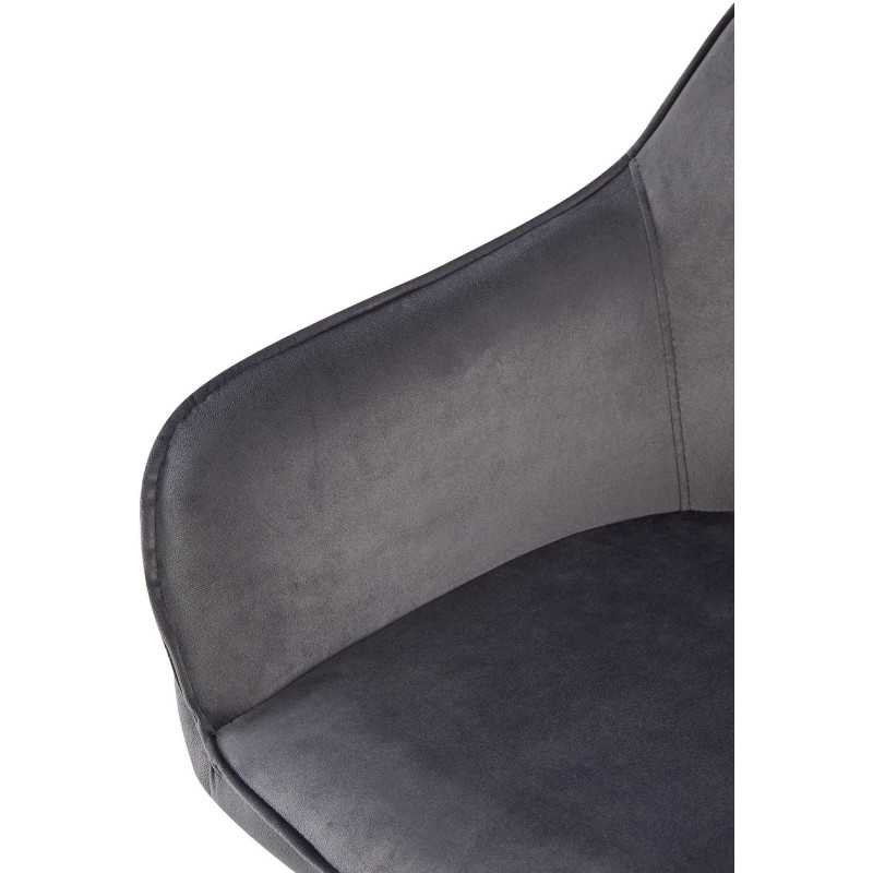 Fauteuil de table moderne en Velours Gris foncé Métal Noir Timalo - 2