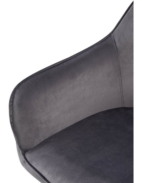 Fauteuil de table moderne en Velours Gris foncé Métal Noir Timalo - 2