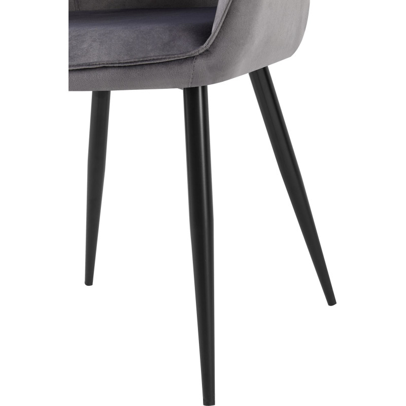 Fauteuil de table moderne en Velours Gris foncé Métal Noir Timalo - 3