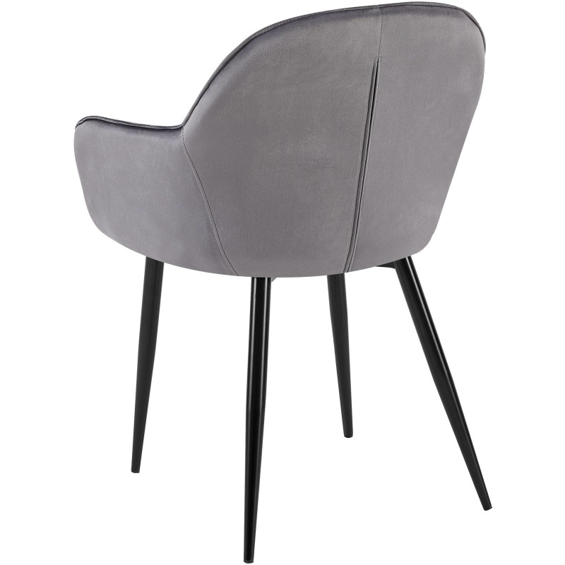 Fauteuil de table moderne en Velours Gris foncé Métal Noir Timalo - 4