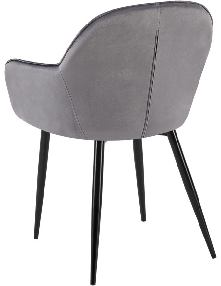 Fauteuil de table moderne en Velours Gris foncé Métal Noir Timalo - 4
