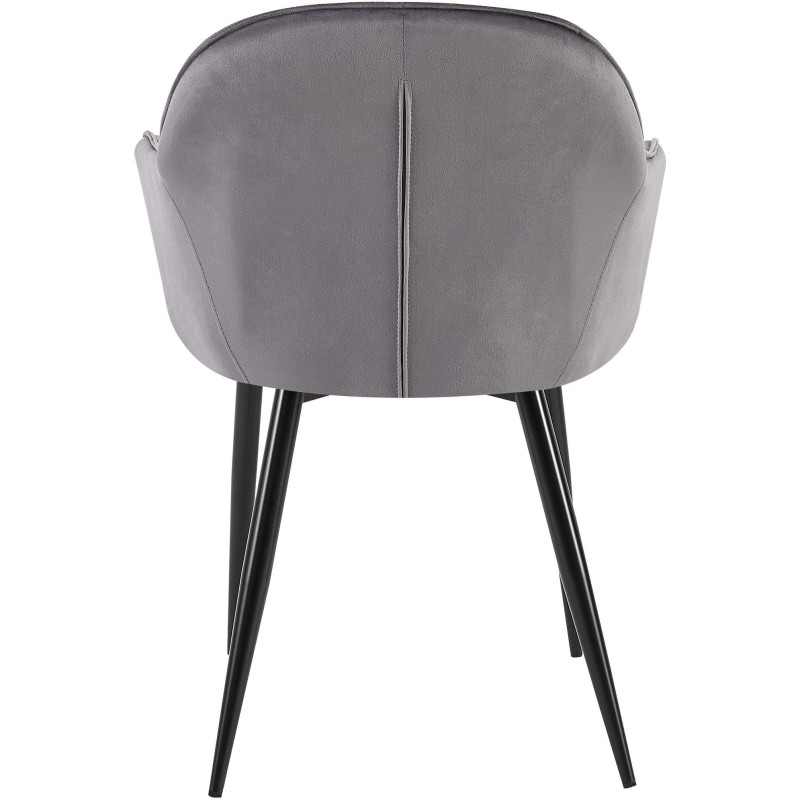 Fauteuil de table moderne en Velours Gris foncé Métal Noir Timalo - 5