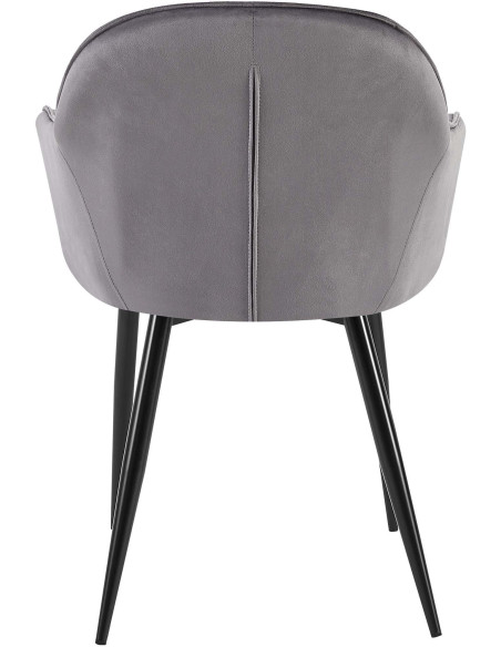 Fauteuil de table moderne en Velours Gris foncé Métal Noir Timalo - 5
