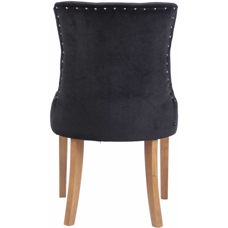Chaise style vintage Dossier capitonné en Velours Noir Bois Naturel Huguette  - 5