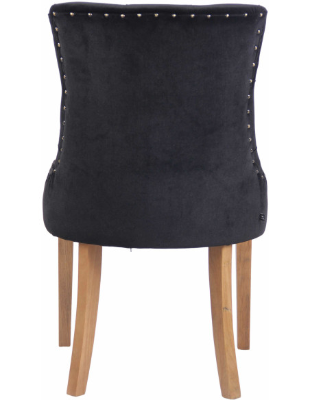 Chaise style vintage Dossier capitonné en Velours Noir Bois Naturel Huguette  - 5
