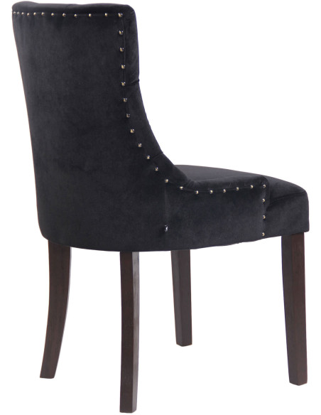 Chaise style vintage Dossier capitonné en Velours Noir Bois Marron Huguette - 4