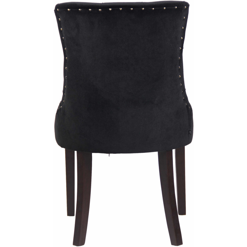 Chaise style vintage Dossier capitonné en Velours Noir Bois Marron Huguette - 5